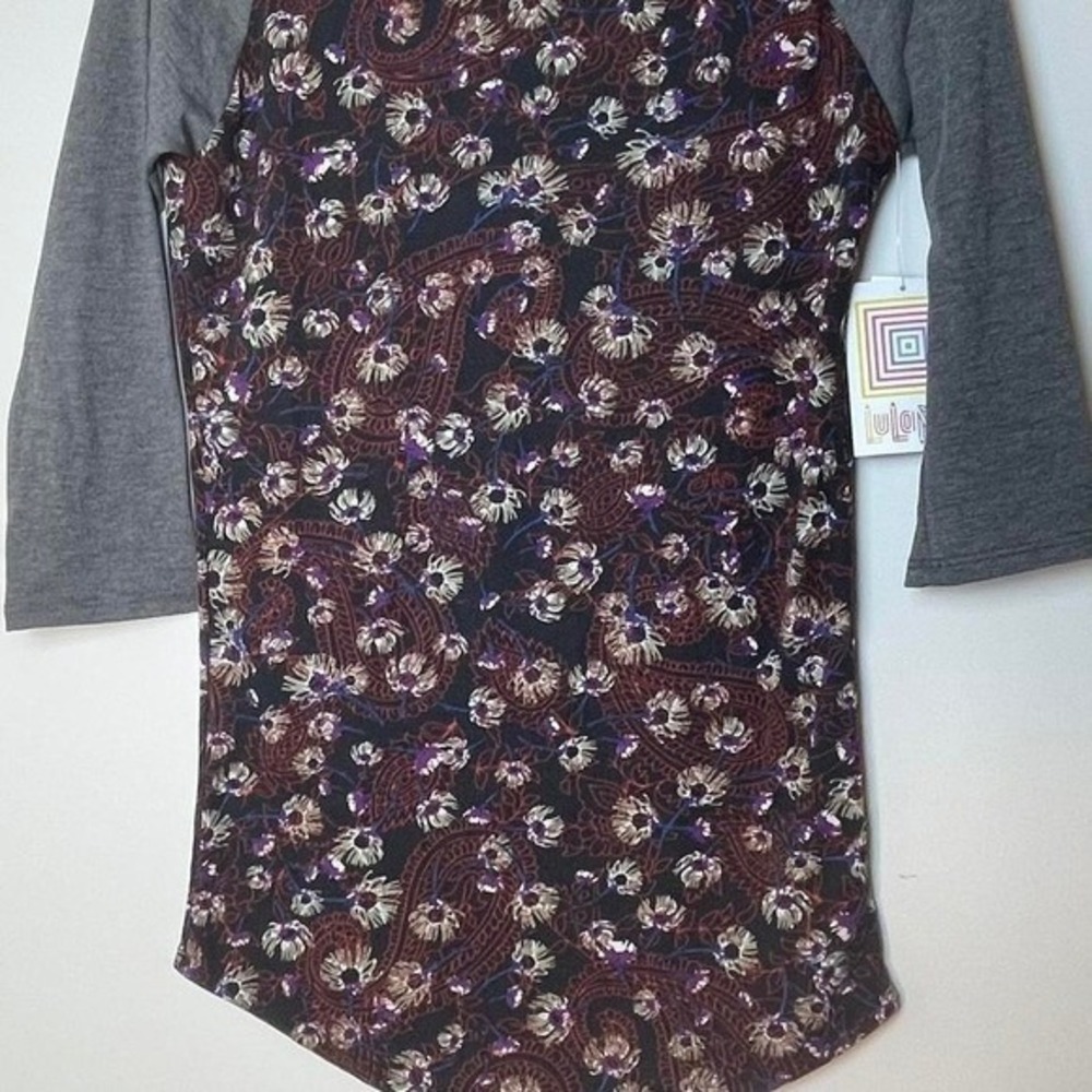 Burgundy and purple multi colored dandelion, long sleeve top xxs